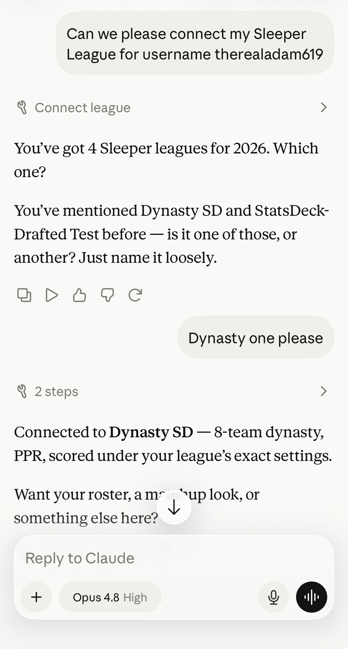 Connecting a Sleeper league in StatsDeck