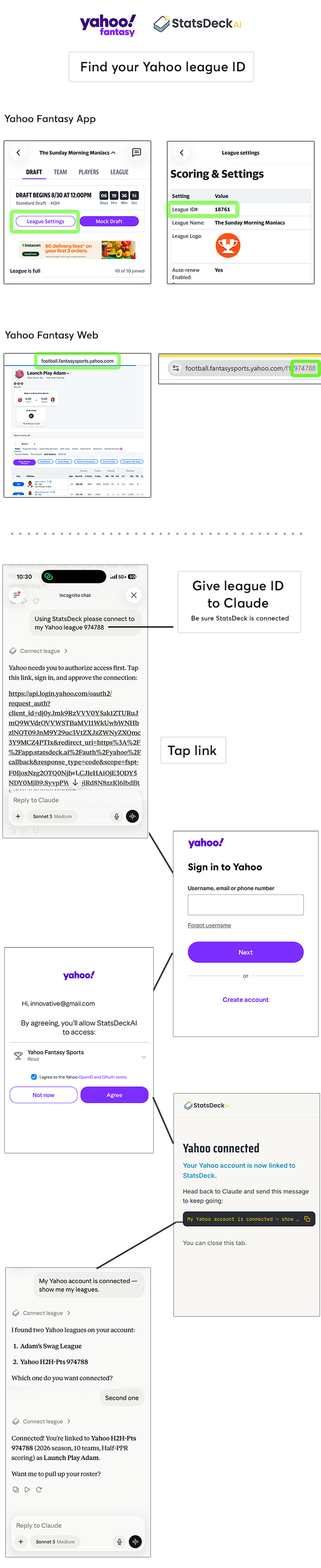 Connecting a Yahoo league in StatsDeck