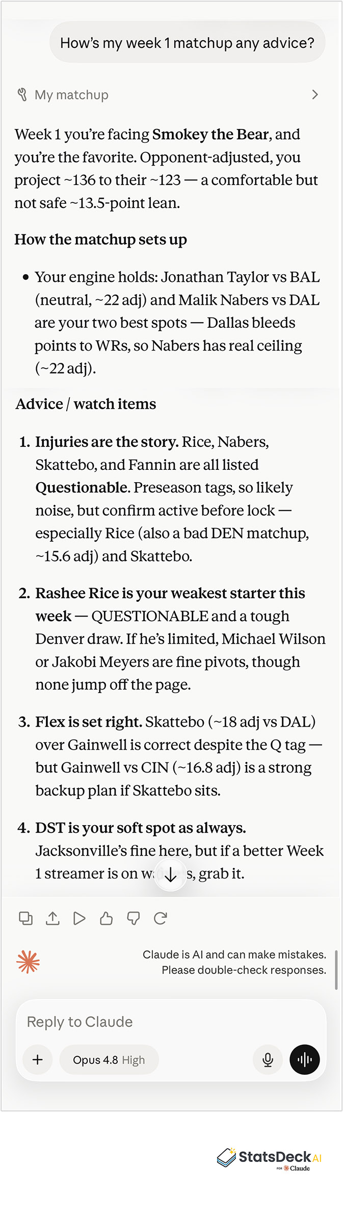StatsDeck matchups — screenshot 1